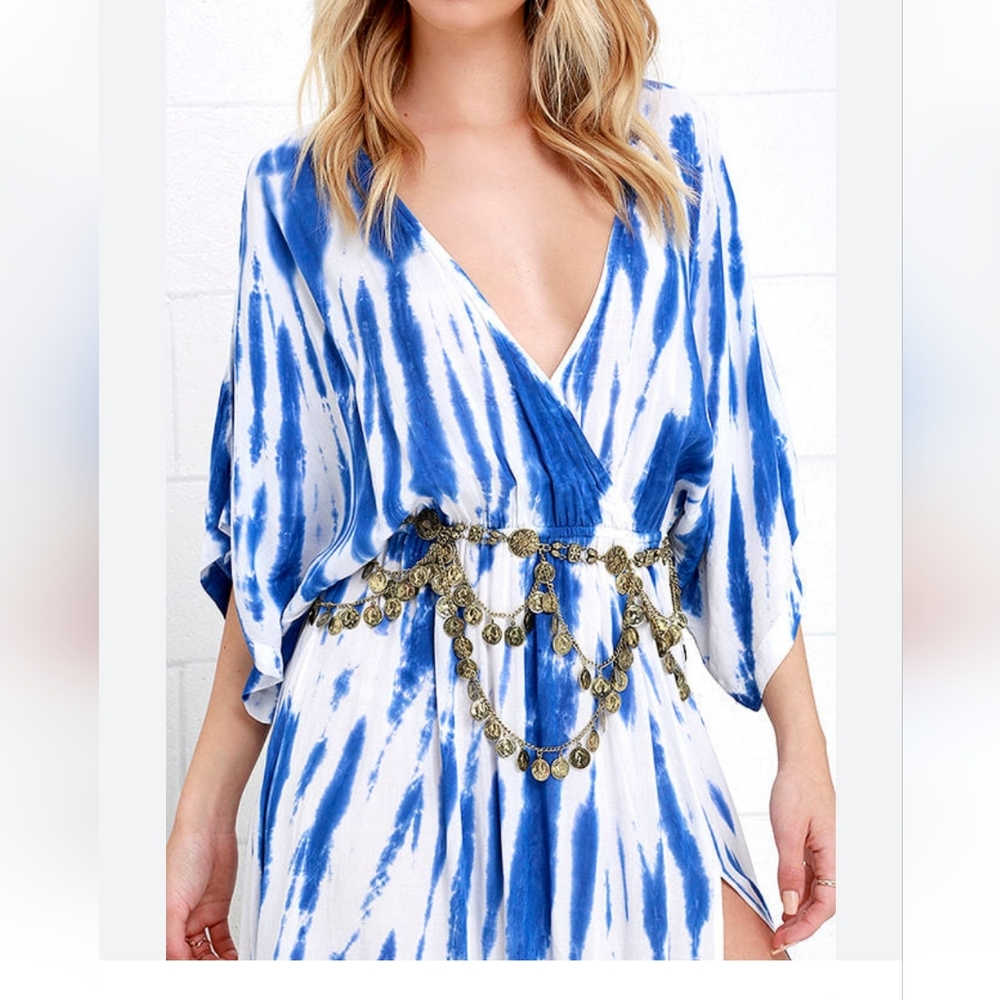 Lulu's Seaside Gale Tie Dye Surplice Romper. Size small. NO BELT